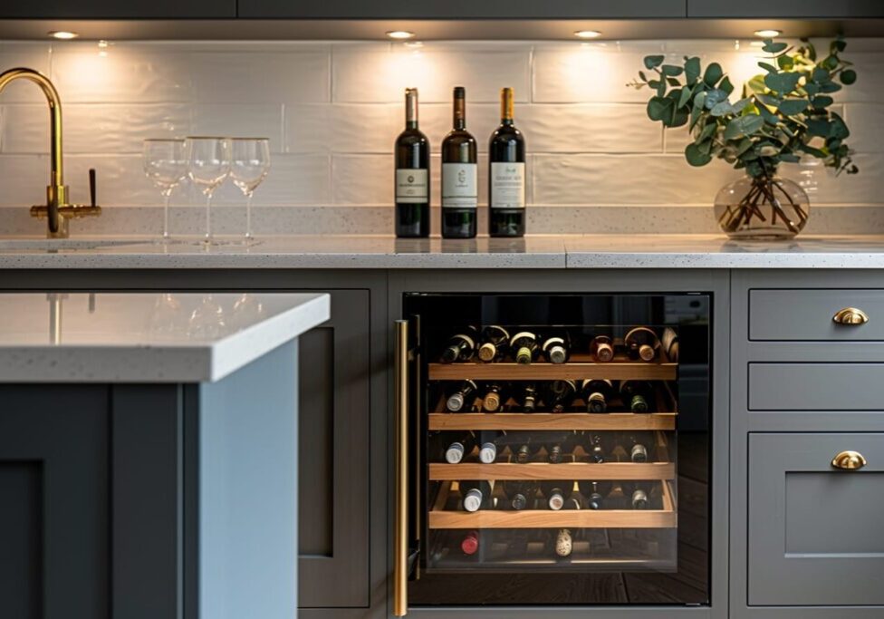 modern kitchen renovation with under counter wine storage
